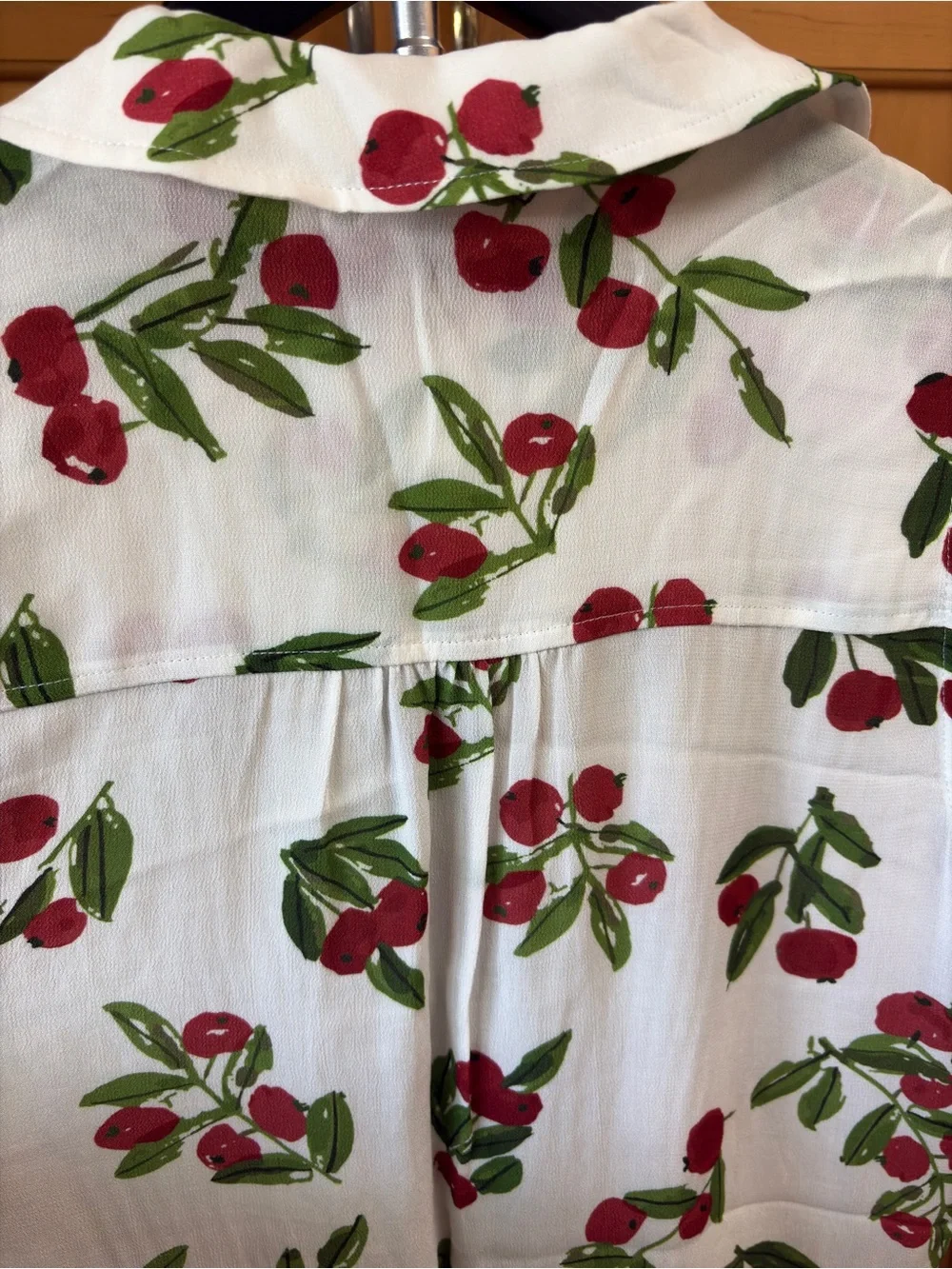 NWT Vera For Anthropologie Cherry-Print Pintuck Button Down Sleeveless Top S-Med - Picture 6 of 14